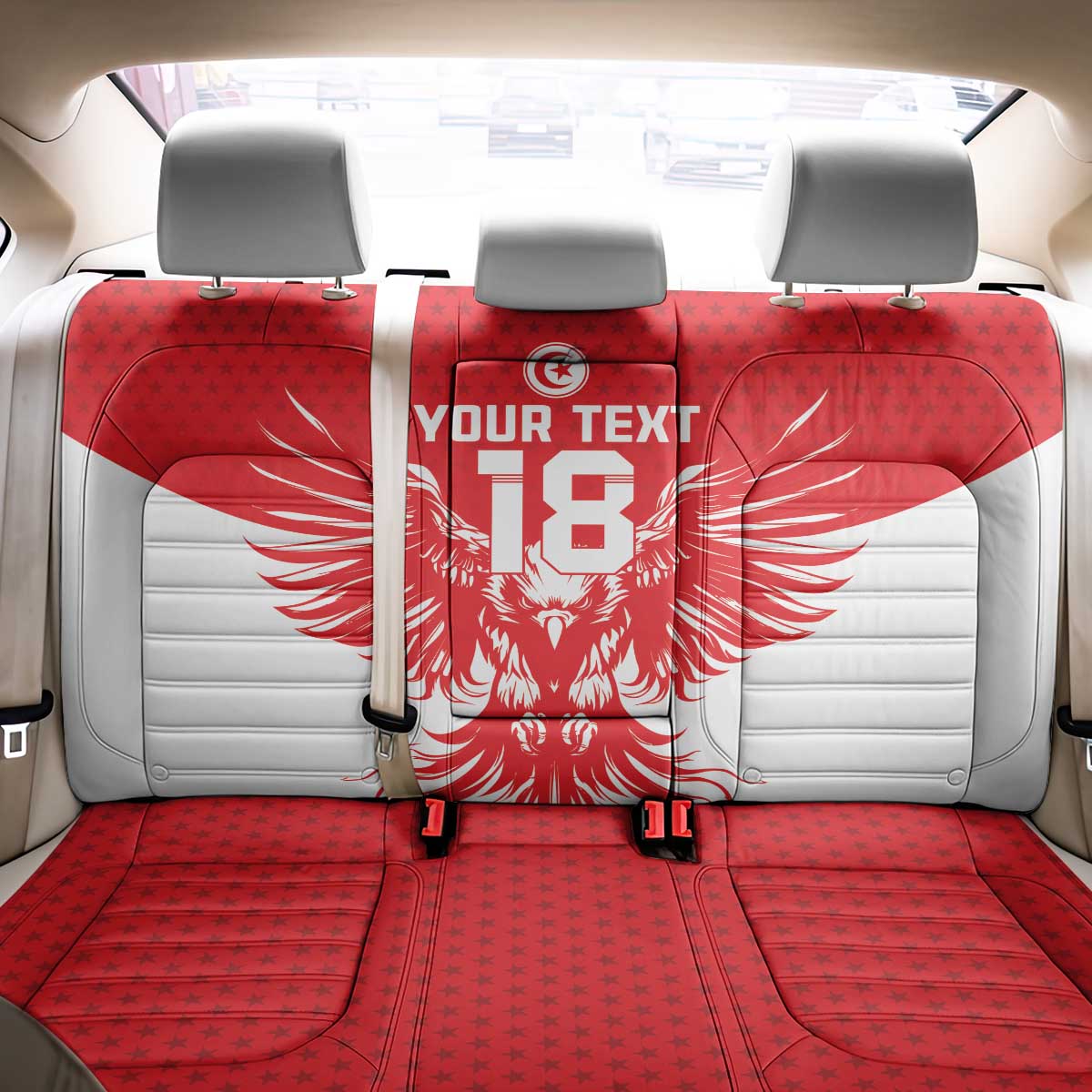 Custom Tunisia Football Back Car Seat Cover Eagles of Carthage Spirit - African Pride