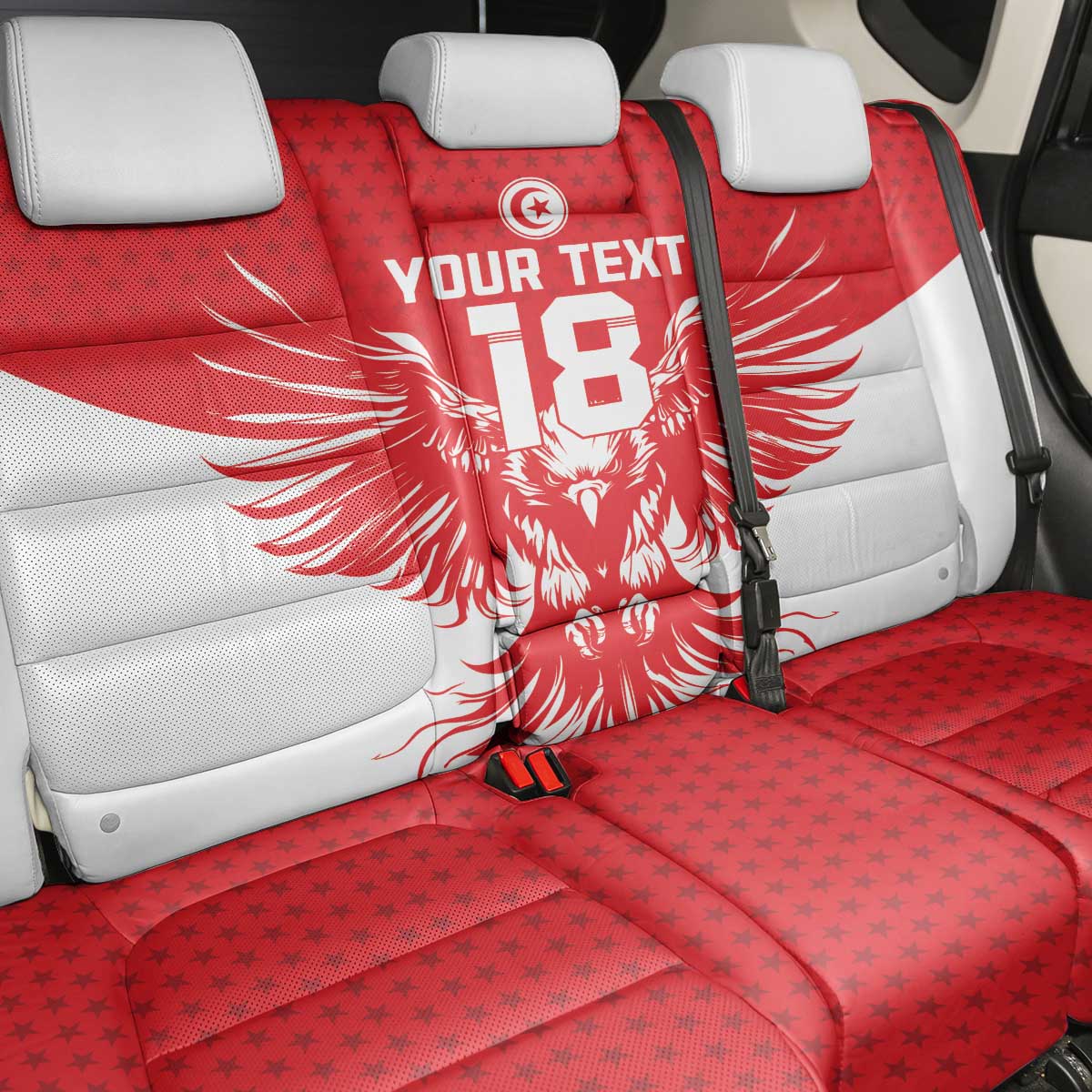 Custom Tunisia Football Back Car Seat Cover Eagles of Carthage Spirit - African Pride