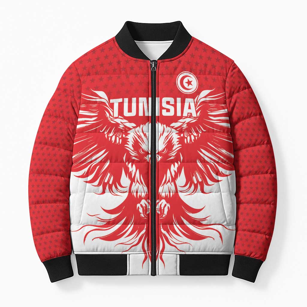 Custom Tunisia Football Bomber Puffer Jacket Eagles of Carthage Spirit - African Pride