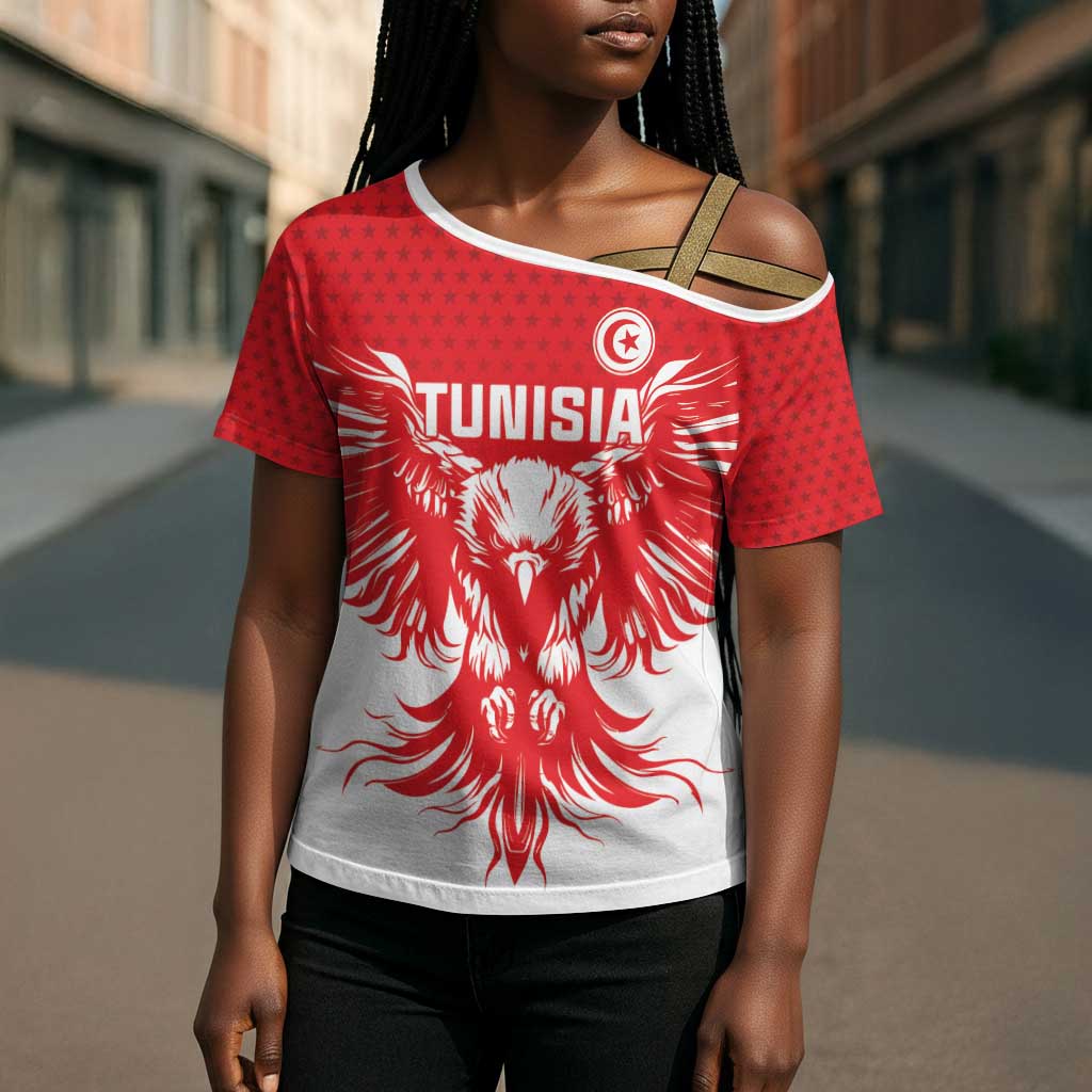 Custom Tunisia Football Cross Shoulder Shirt Eagles of Carthage Spirit - African Pride