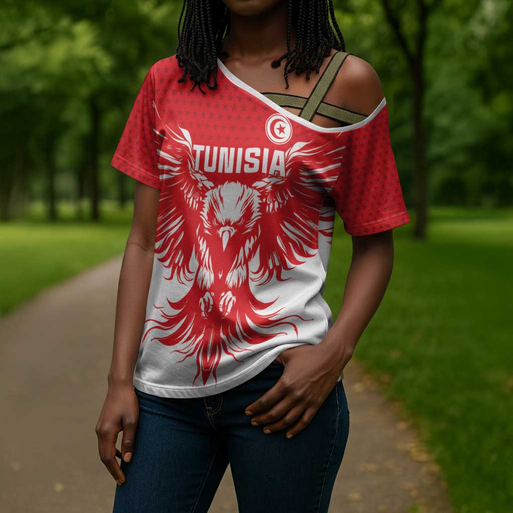 Custom Tunisia Football Cross Shoulder Shirt Eagles of Carthage Spirit - African Pride