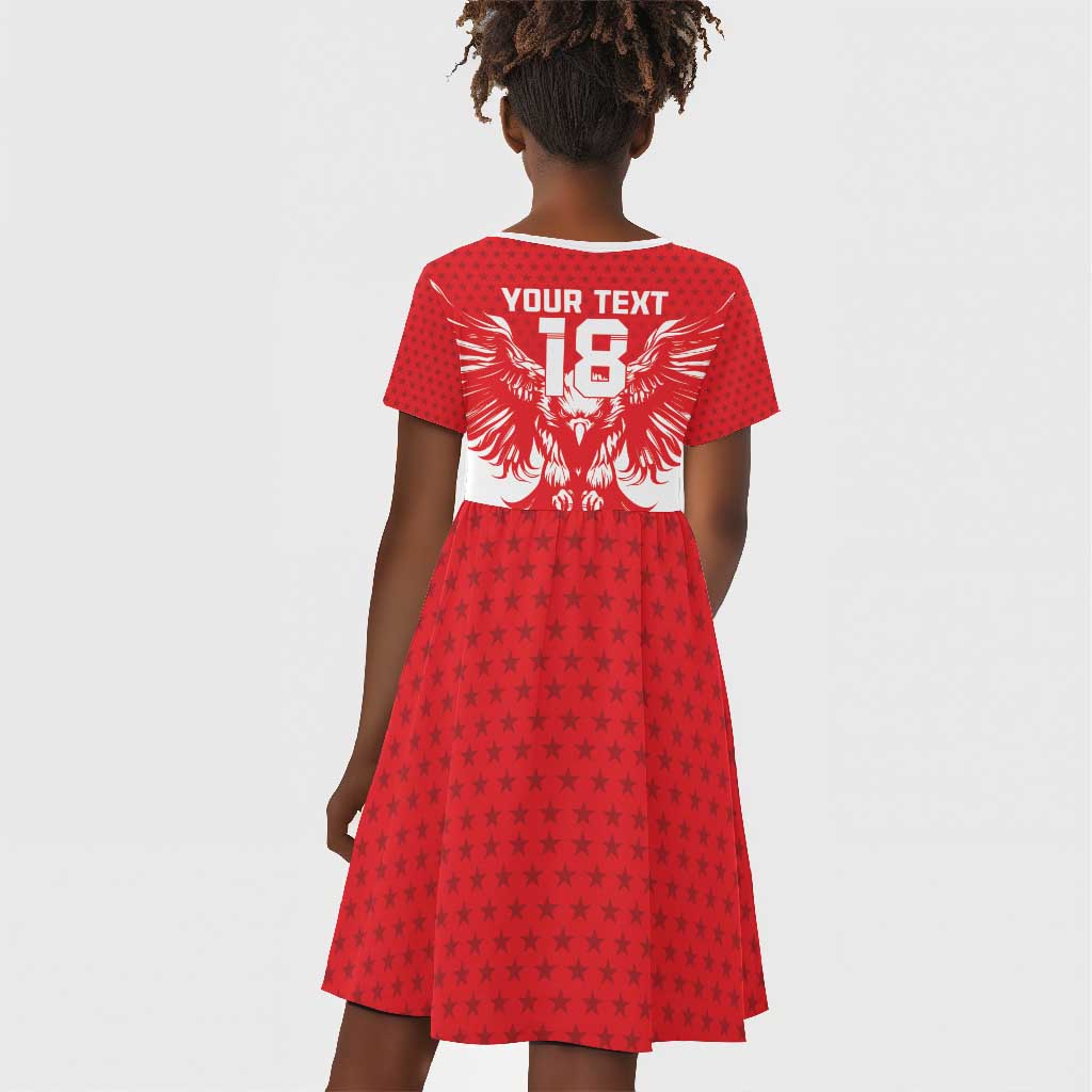 Custom Tunisia Football Kid Short Sleeve Dress Eagles of Carthage Spirit - African Pride