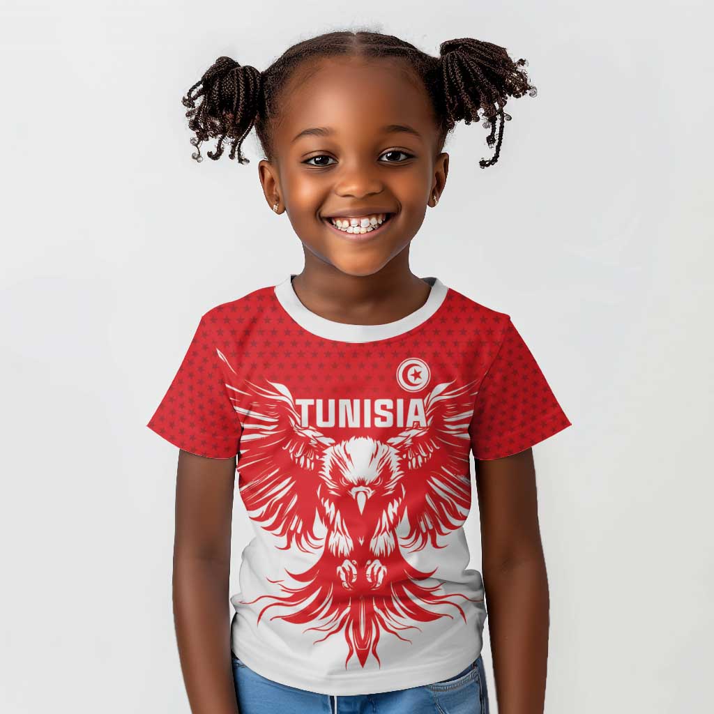 Custom Tunisia Football Kid T shirt Eagles of Carthage Spirit - African Pride