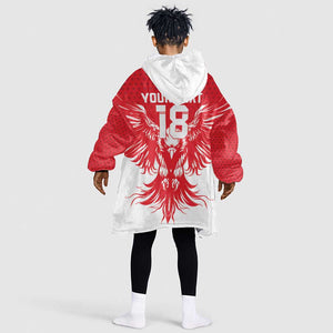 Custom Tunisia Football Kid Wearable Blanket Hoodie Eagles of Carthage Spirit - African Pride