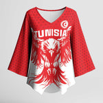Custom Tunisia Football Kimono Sleeve Blouse Eagles of Carthage Spirit - African Pride