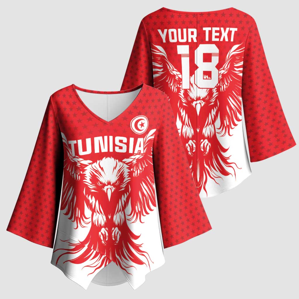 Custom Tunisia Football Kimono Sleeve Blouse Eagles of Carthage Spirit - African Pride