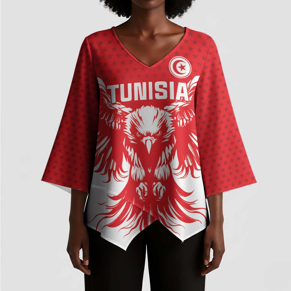 Custom Tunisia Football Kimono Sleeve Blouse Eagles of Carthage Spirit - African Pride