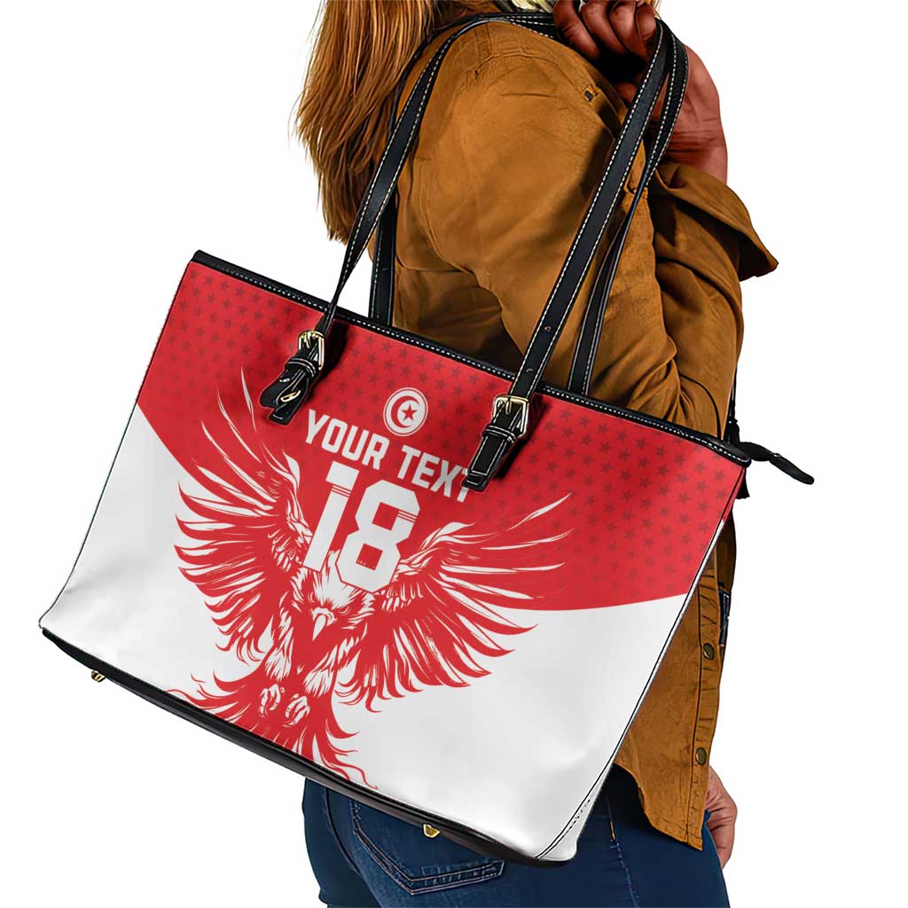 Custom Tunisia Football Leather Tote Bag Eagles of Carthage Spirit - African Pride