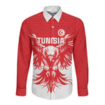 Custom Tunisia Football Long Sleeve Button Shirt Eagles of Carthage Spirit - African Pride