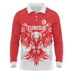 Custom Tunisia Football Long Sleeve Polo Shirt Eagles of Carthage Spirit - African Pride