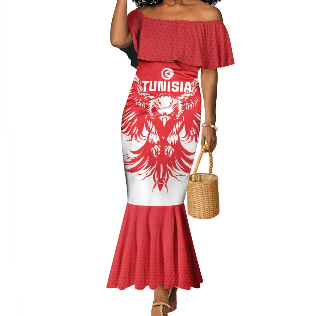 Custom Tunisia Football Mermaid Dress Eagles of Carthage Spirit - African Pride