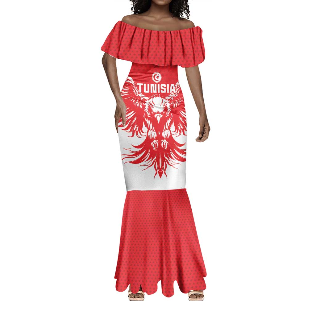 Custom Tunisia Football Mermaid Dress Eagles of Carthage Spirit - African Pride
