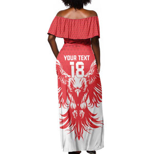 Custom Tunisia Football Off Shoulder Maxi Dress Eagles of Carthage Spirit - African Pride