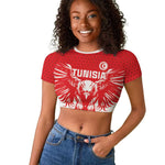 Custom Tunisia Football Raglan Cropped T shirt Eagles of Carthage Spirit - African Pride
