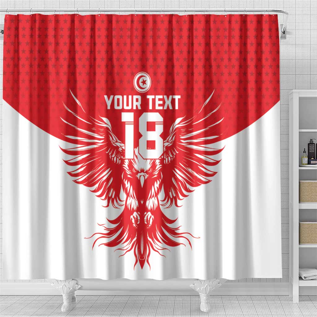 Custom Tunisia Football Shower Curtain Eagles of Carthage Spirit - African Pride