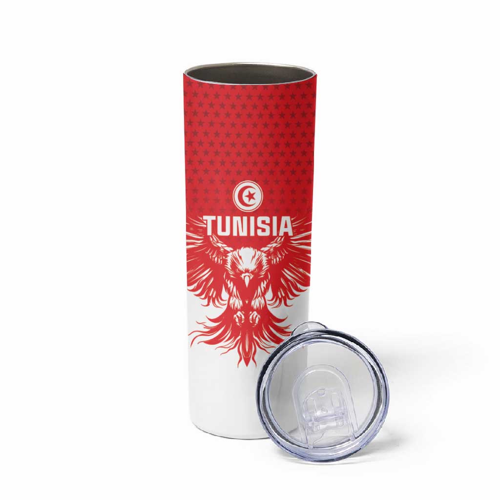 Custom Tunisia Football Skinny Tumbler Eagles of Carthage Spirit - African Pride