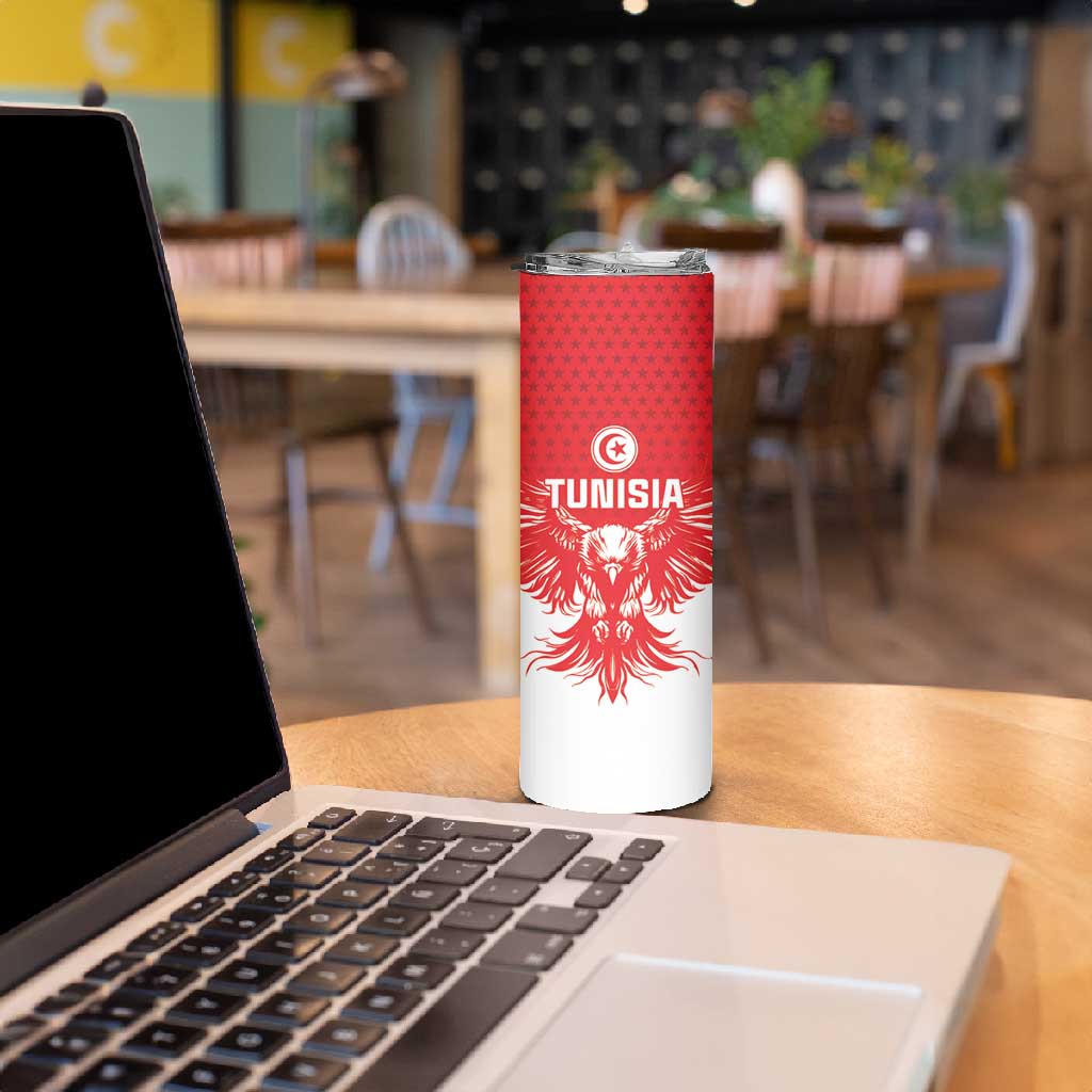 Custom Tunisia Football Skinny Tumbler Eagles of Carthage Spirit - African Pride
