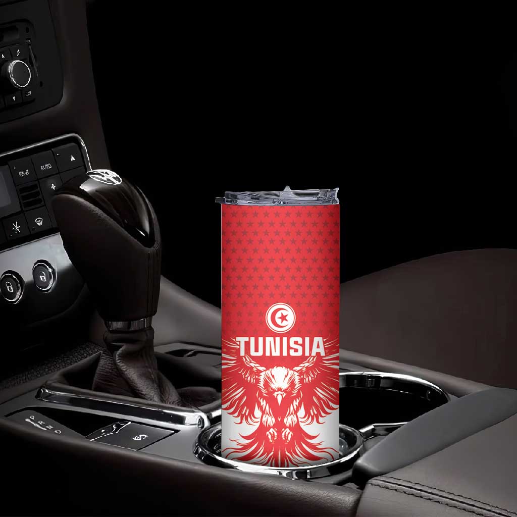 Custom Tunisia Football Skinny Tumbler Eagles of Carthage Spirit - African Pride