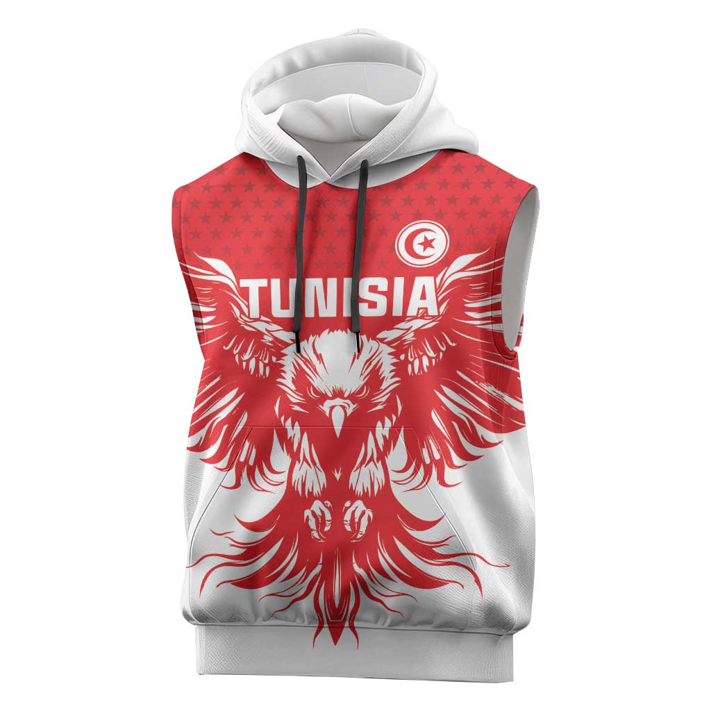 Custom Tunisia Football Sleeveless Hoodie Eagles of Carthage Spirit - African Pride