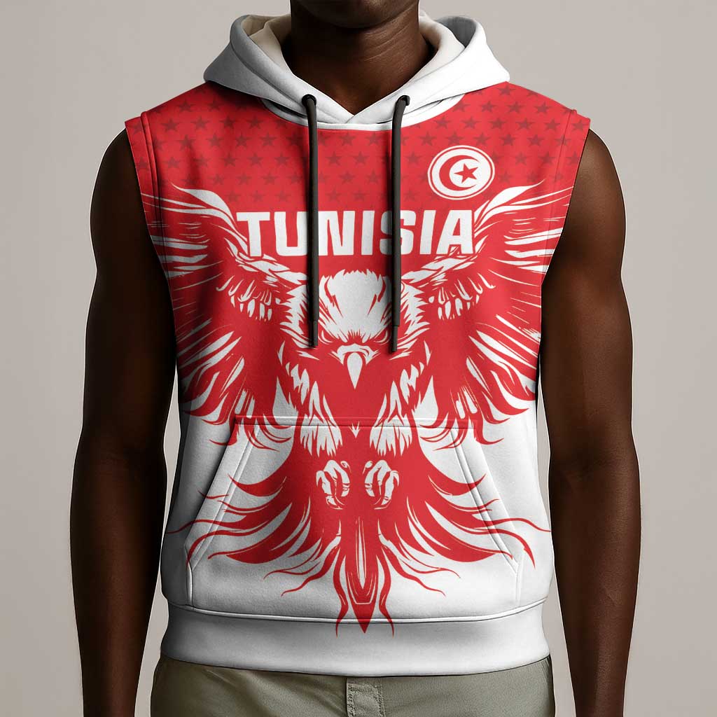 Custom Tunisia Football Sleeveless Hoodie Eagles of Carthage Spirit - African Pride