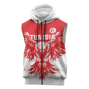 Custom Tunisia Football Sleeveless Zip Hoodie Eagles of Carthage Spirit - African Pride