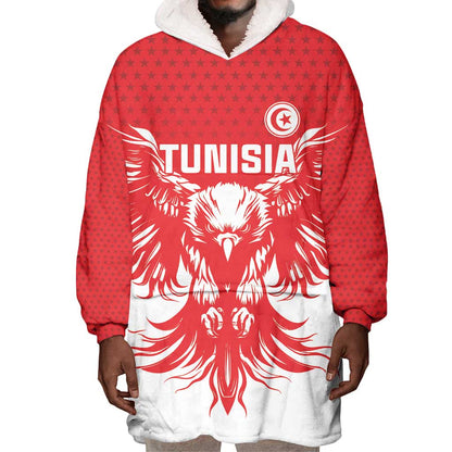 Custom Tunisia Football Wearable Blanket Hoodie Eagles of Carthage Spirit - African Pride