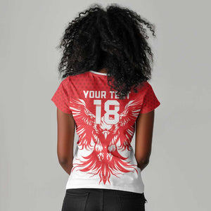 Custom Tunisia Football Women V-Neck T-Shirt Eagles of Carthage Spirit - African Pride