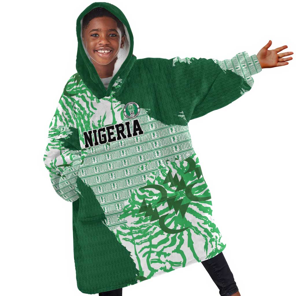 Custom Nigeria Fooball Kid Wearable Blanket Hoodie Super Eagles National Pride