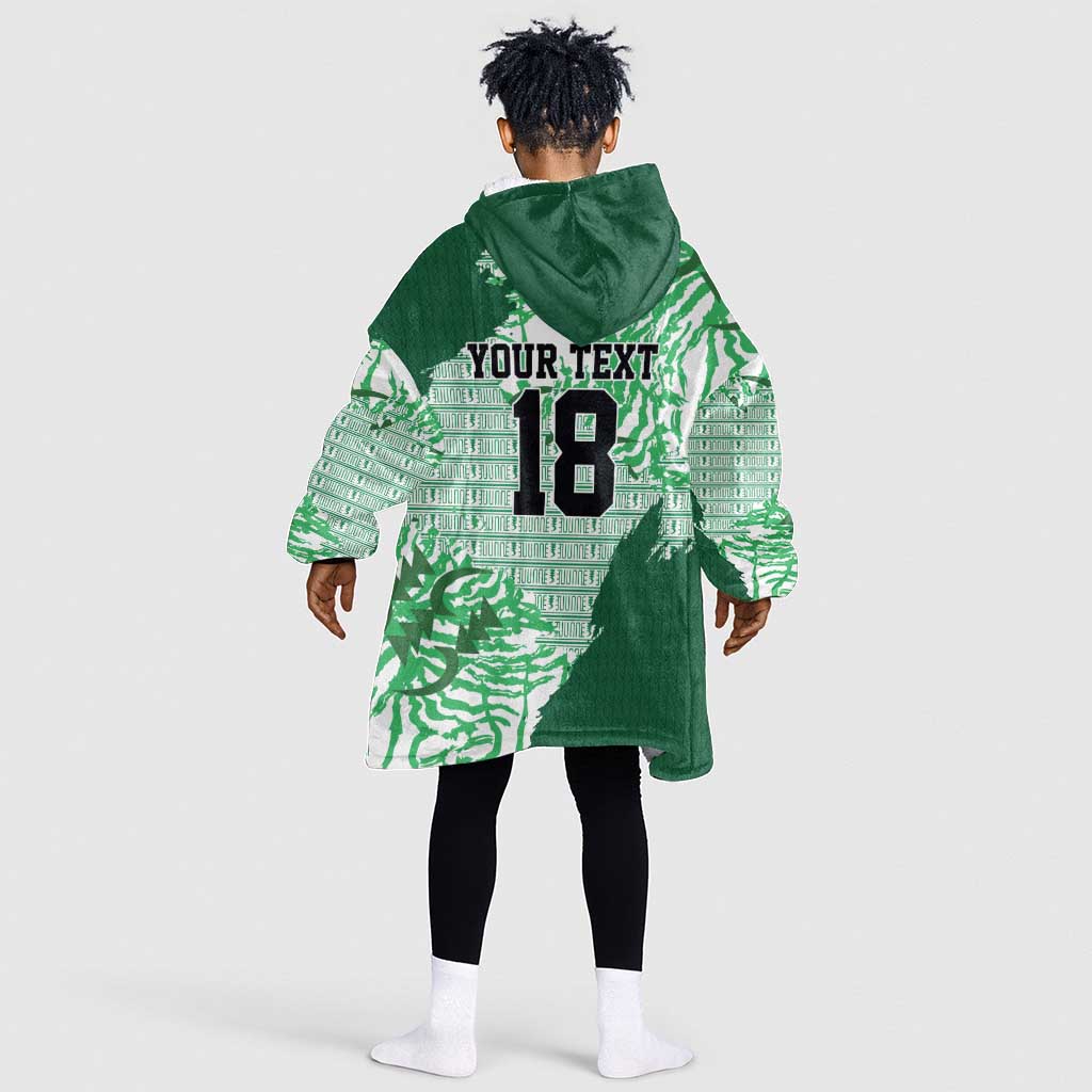 Custom Nigeria Fooball Kid Wearable Blanket Hoodie Super Eagles National Pride