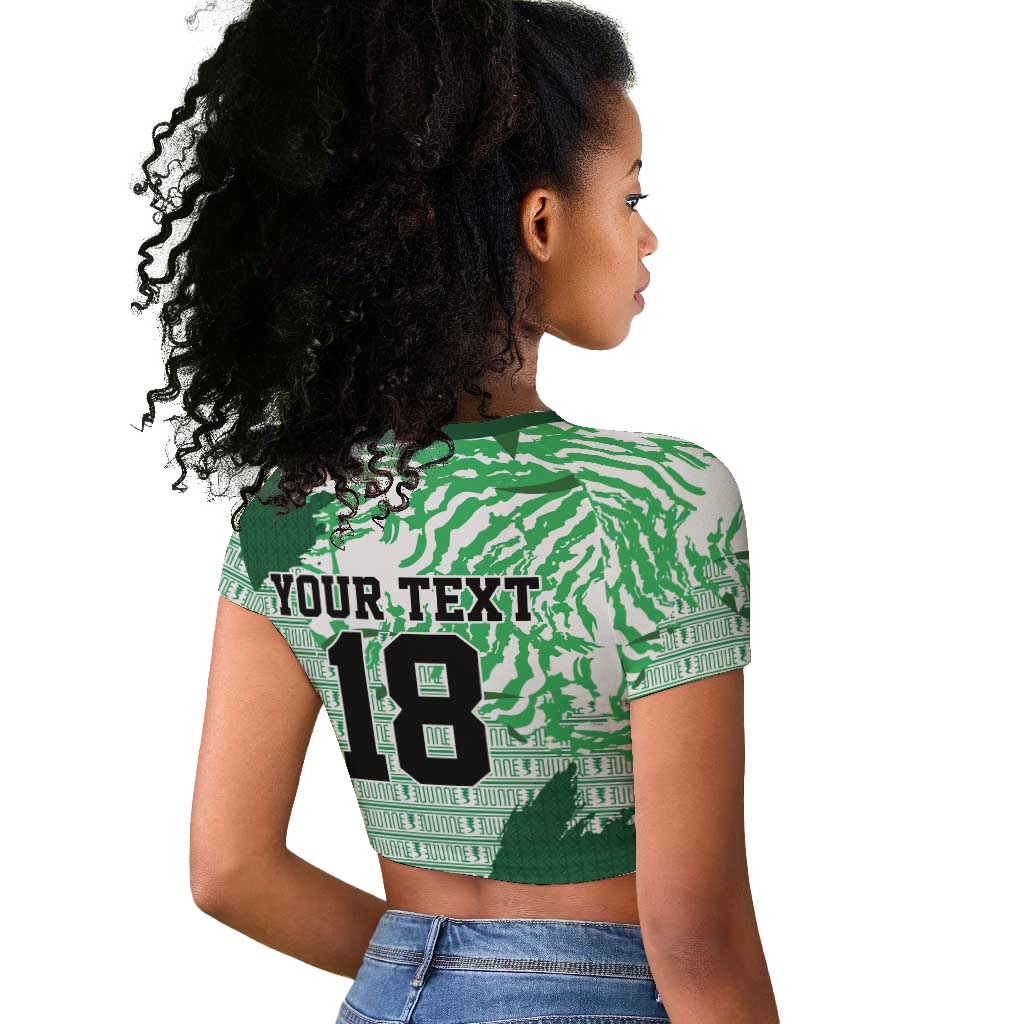 Custom Nigeria Fooball Raglan Cropped T shirt Super Eagles National Pride