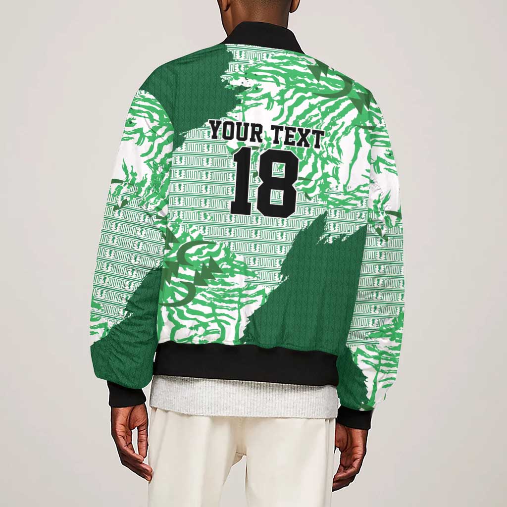 Custom Nigeria Fooball Sleeve Zip Bomber Jacket Super Eagles National Pride