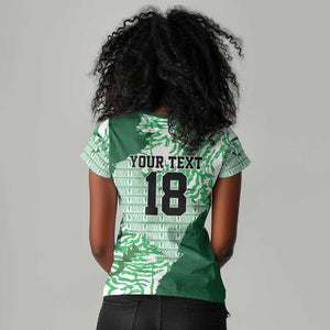 Custom Nigeria Fooball Women V-Neck T-Shirt Super Eagles National Pride