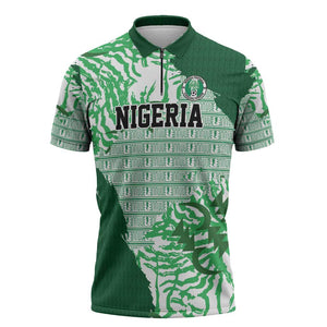 Custom Nigeria Fooball Zipper Polo Shirt Super Eagles National Pride