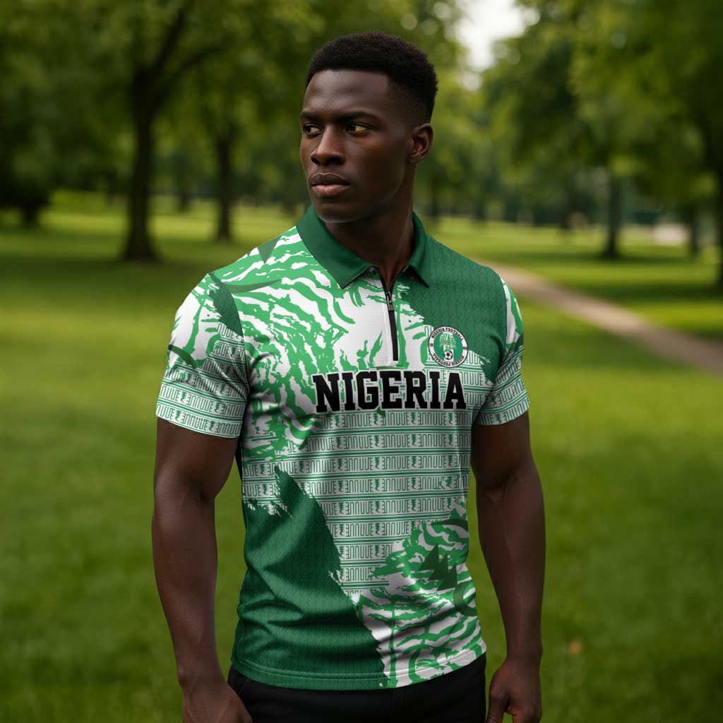Custom Nigeria Fooball Zipper Polo Shirt Super Eagles National Pride