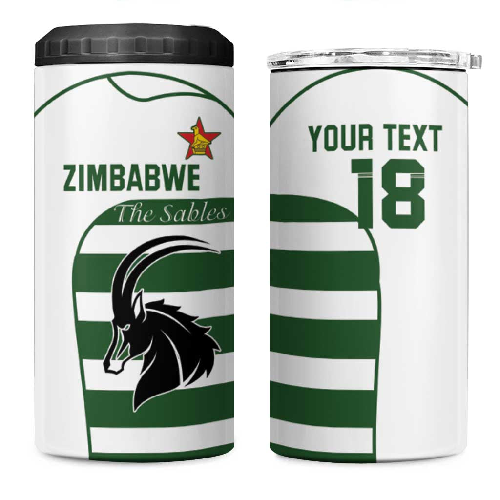 Custom Zimbabwe Sables Rugby 4 in 1 Can Cooler Tumbler Go Champion - African Pride