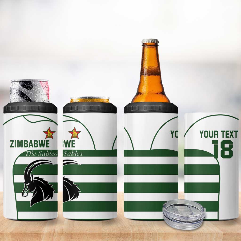 Custom Zimbabwe Sables Rugby 4 in 1 Can Cooler Tumbler Go Champion - African Pride