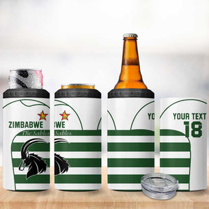 Custom Zimbabwe Sables Rugby 4 in 1 Can Cooler Tumbler Go Champion - African Pride