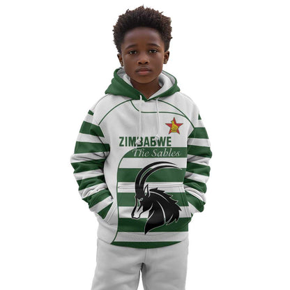 Custom Zimbabwe Sables Rugby Kid Hoodie Go Champion - African Pride