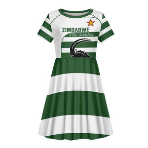 Custom Zimbabwe Sables Rugby Kid Short Sleeve Dress Go Champion - African Pride