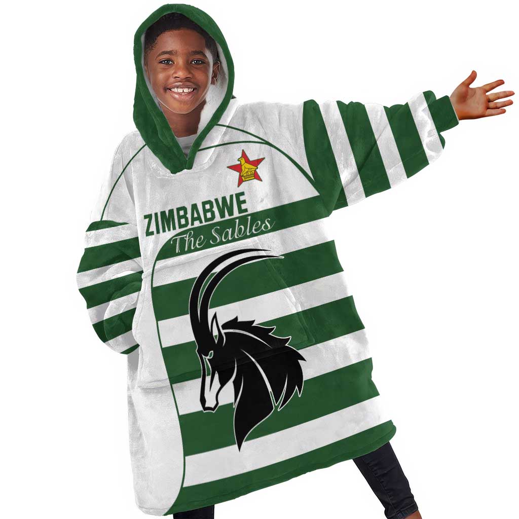 Custom Zimbabwe Sables Rugby Kid Wearable Blanket Hoodie Go Champion - African Pride