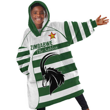 Custom Zimbabwe Sables Rugby Kid Wearable Blanket Hoodie Go Champion - African Pride