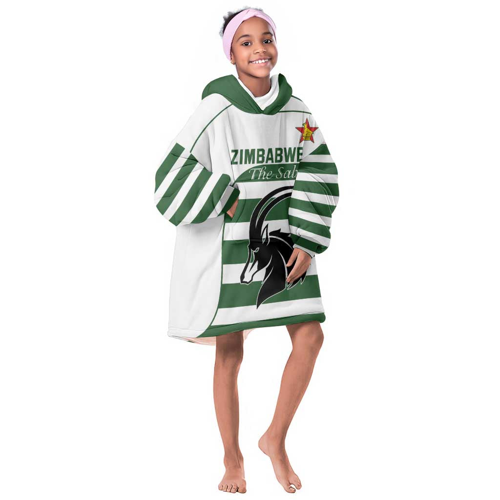 Custom Zimbabwe Sables Rugby Kid Wearable Blanket Hoodie Go Champion - African Pride