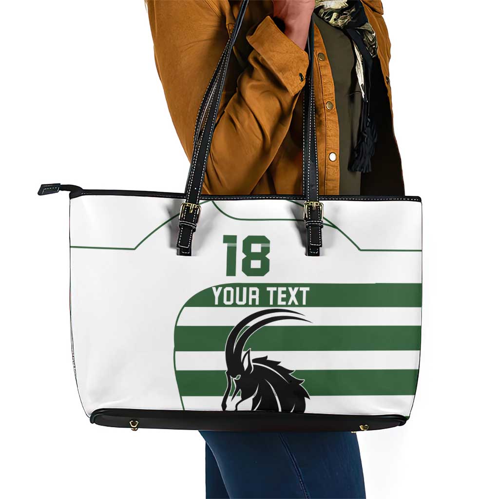 Custom Zimbabwe Sables Rugby Leather Tote Bag Go Champion - African Pride