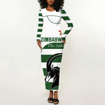 Custom Zimbabwe Sables Rugby Long Sleeve Bodycon Dress Go Champion - African Pride