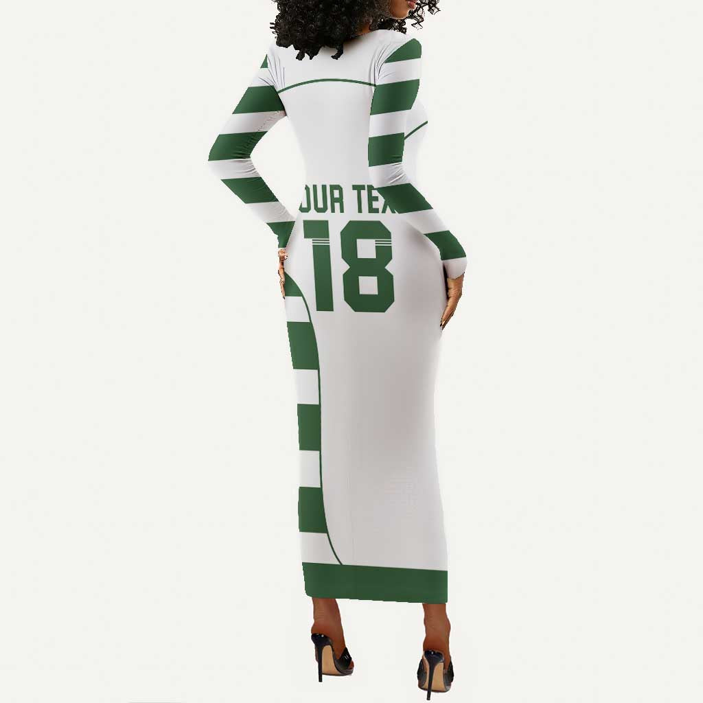 Custom Zimbabwe Sables Rugby Long Sleeve Bodycon Dress Go Champion - African Pride