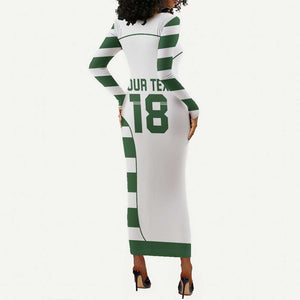 Custom Zimbabwe Sables Rugby Long Sleeve Bodycon Dress Go Champion - African Pride