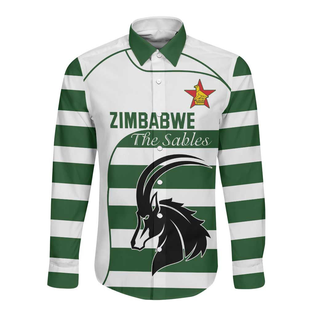 Custom Zimbabwe Sables Rugby Long Sleeve Button Shirt Go Champion - African Pride