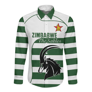 Custom Zimbabwe Sables Rugby Long Sleeve Button Shirt Go Champion - African Pride