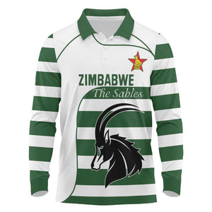 Custom Zimbabwe Sables Rugby Long Sleeve Polo Shirt Go Champion - African Pride
