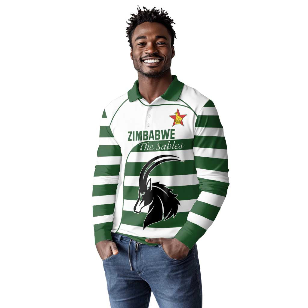 Custom Zimbabwe Sables Rugby Long Sleeve Polo Shirt Go Champion - African Pride